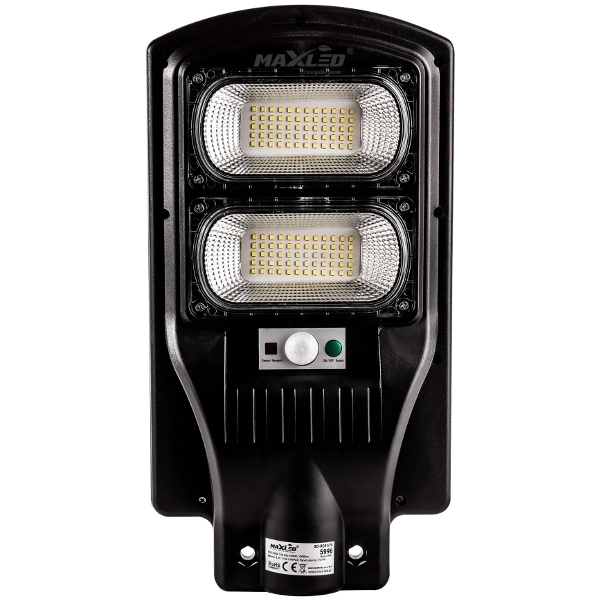 Dimmbare LED-Solar-Straßenlaterne mit Sensor LED/120W/6V 6500K IP65 schwarz + Fernbedienung