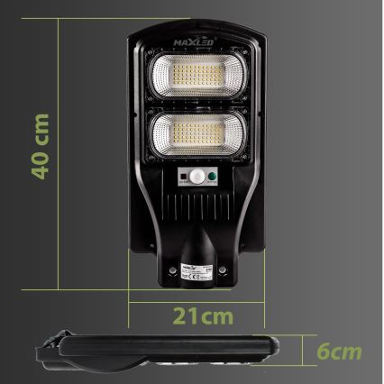 Dimmbare LED-Solar-Straßenlaterne mit Sensor LED/120W/6V 6500K IP65 schwarz + Fernbedienung