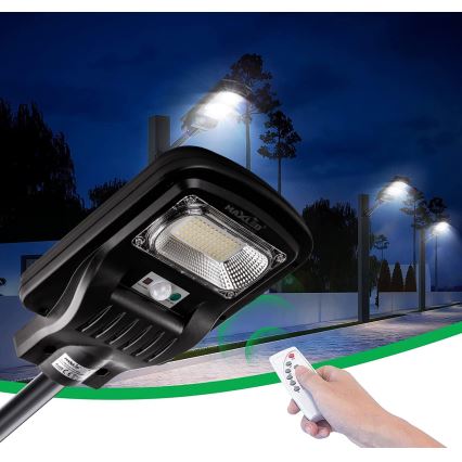 Dimmbare LED-Solar-Straßenlaterne mit Sensor LED/150W/6V 6500K IP65 schwarz + Fernbedienung