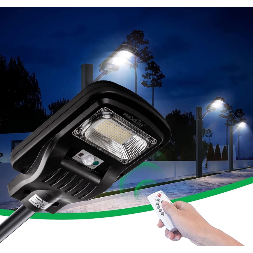 Dimmbare LED-Solar-Straßenlaterne mit Sensor LED/150W/6V 6500K IP65 schwarz + Fernbedienung