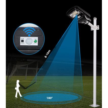 Dimmbare LED-Solar-Straßenlaterne mit Sensor LED/150W/6V 6500K IP65 schwarz + Fernbedienung