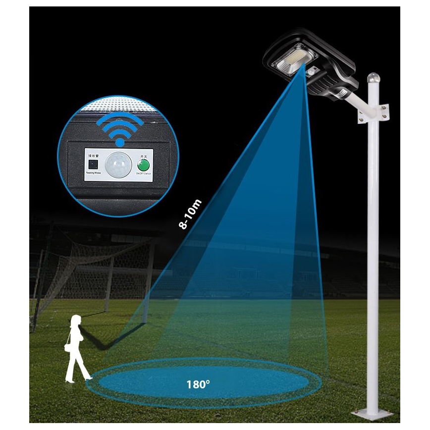 Dimmbare LED-Solar-Straßenlaterne mit Sensor LED/150W/6V 6500K IP65 schwarz + Fernbedienung