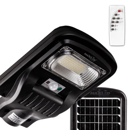 Dimmbare LED-Solar-Straßenlaterne mit Sensor LED/150W/6V 6500K IP65 schwarz + Fernbedienung