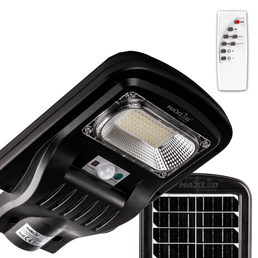 Dimmbare LED-Solar-Straßenlaterne mit Sensor LED/150W/6V 6500K IP65 schwarz + Fernbedienung
