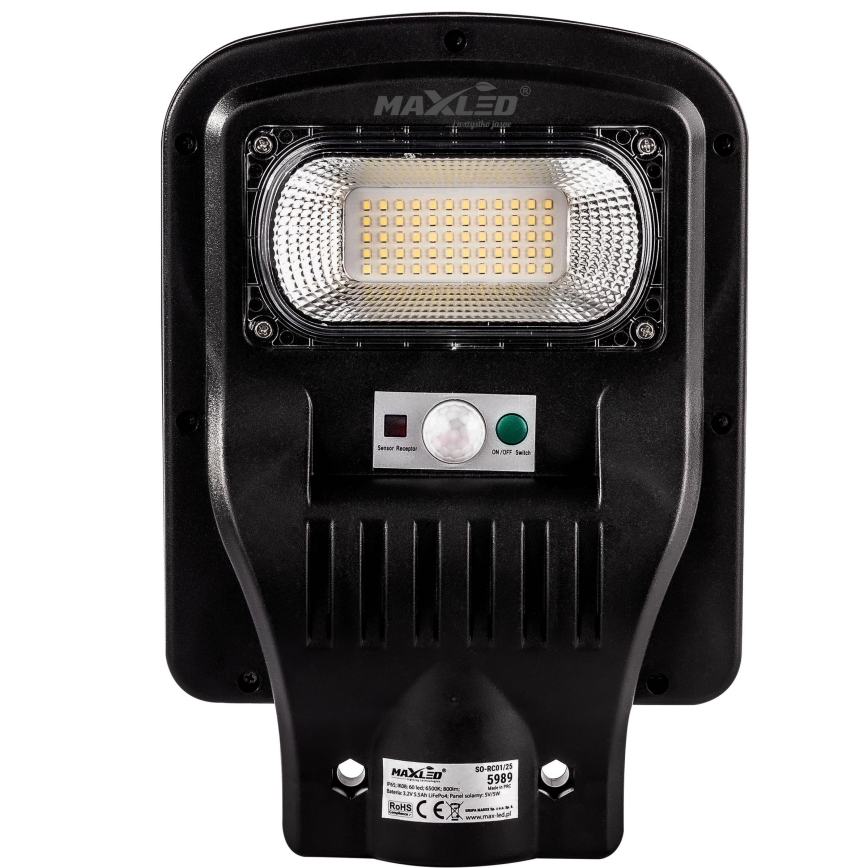 Dimmbare LED-Solar-Straßenlaterne mit Sensor LED/150W/6V 6500K IP65 schwarz + Fernbedienung