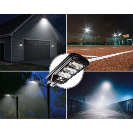 Dimmbare LED-Solar-Straßenlaterne mit Sensor LED/180W/6V 6500K IP65 schwarz + Fernbedienung
