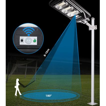 Dimmbare LED-Solar-Straßenlaterne mit Sensor LED/180W/6V 6500K IP65 schwarz + Fernbedienung