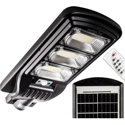 Dimmbare LED-Solar-Straßenlaterne mit Sensor LED/180W/6V 6500K IP65 schwarz + Fernbedienung