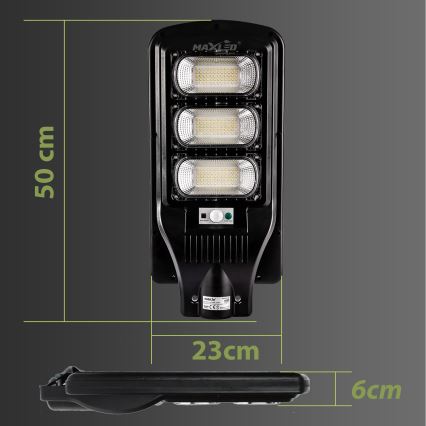 Dimmbare LED-Solar-Straßenlaterne mit Sensor LED/180W/6V 6500K IP65 schwarz + Fernbedienung