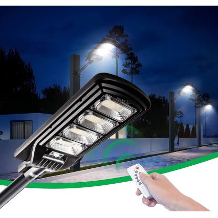 Dimmbare LED-Solar-Straßenlaterne mit Sensor LED/240W/6V 6500K IP65 schwarz + Fernbedienung
