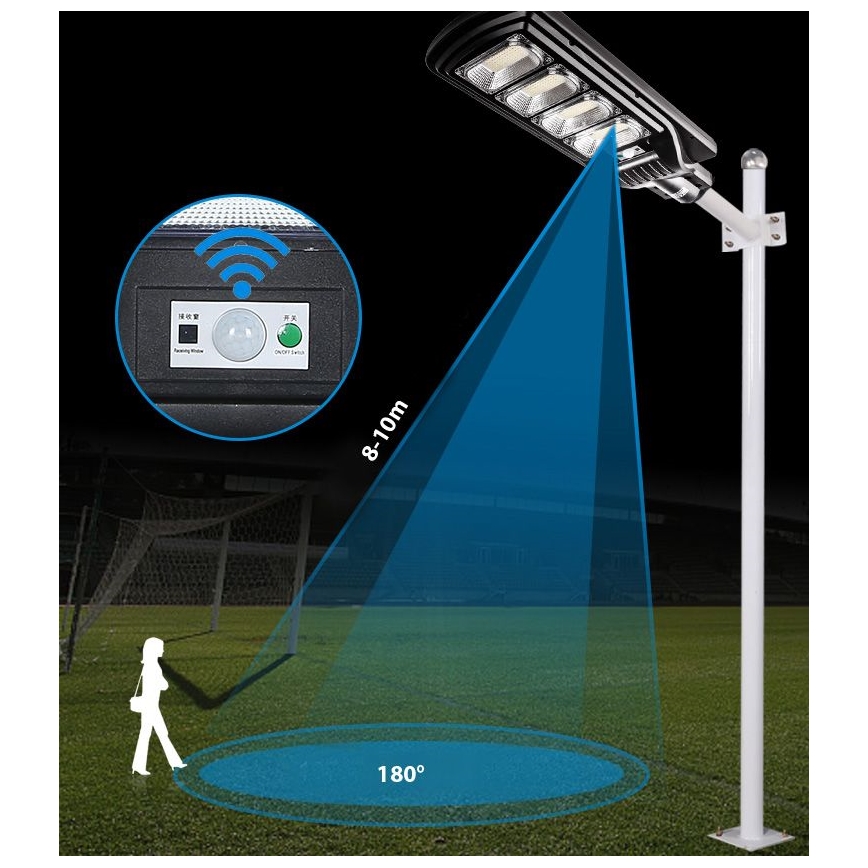 Dimmbare LED-Solar-Straßenlaterne mit Sensor LED/240W/6V 6500K IP65 schwarz + Fernbedienung