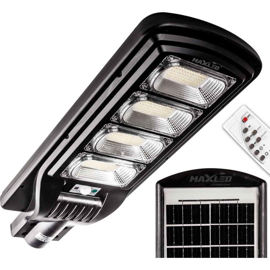 Dimmbare LED-Solar-Straßenlaterne mit Sensor LED/240W/6V 6500K IP65 schwarz + Fernbedienung