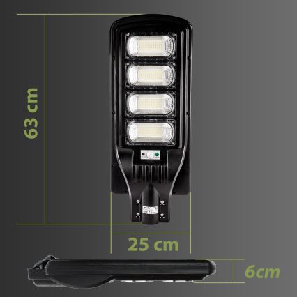 Dimmbare LED-Solar-Straßenlaterne mit Sensor LED/240W/6V 6500K IP65 schwarz + Fernbedienung