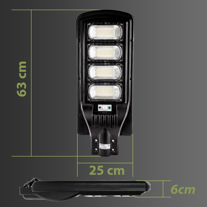 Dimmbare LED-Solar-Straßenlaterne mit Sensor LED/240W/6V 6500K IP65 schwarz + Fernbedienung