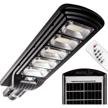 Dimmbare LED-Solar-Straßenlaterne mit Sensor LED/300W/6V 6500K IP65 schwarz + Fernbedienung
