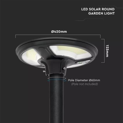 LED-Solar-Straßenlaterne mit Sensor LED/7,5W/3,2V IP65 4000K + Fernbedienung