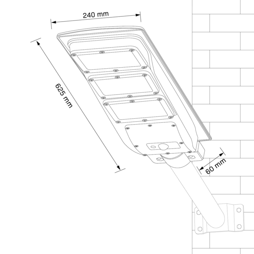 LED-Solar-Straßenlaterne mit Sensor STREET LED/10W/3,2V IP65 + Fernbedienung