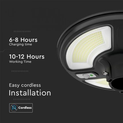 LED Solar-Straßenleuchte mit Sensor LED/10W/3,2V IP65 4000K 15000 mAh + Fernbedienung