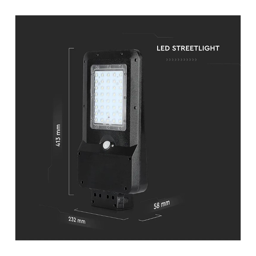 LED-Solar-Straßenleuchte mit Sensor LED/15W/7,4V 4000K IP65 10800 mAh