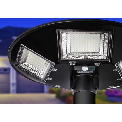 LED-dimmbare solarbetriebene Straßenleuchte mit Sensor LED/22W/6V 18000 mAh 6500K IP65 schwarz + Fernbedienung