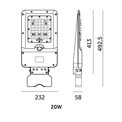 LED-Solar-Straßenleuchte mit Sensor STREET LED/20W/7,4V 3000/4000/6000K IP65 5400 mAh