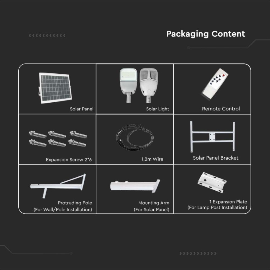 Dimmbare LED-Solar-Straßenleuchte SAMSUNG CHIP LED/50W/6,4V 4000K IP65 30000 mAh + Fernbedienung