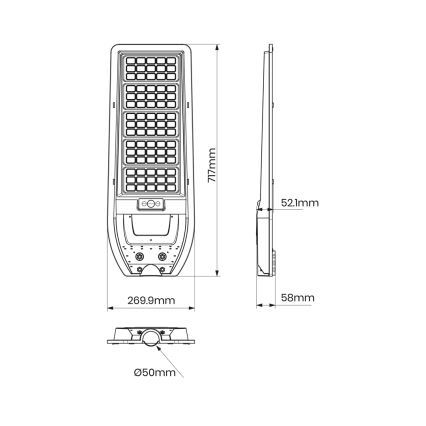 LED-Solar-Straßenleuchte VIA 200W/20000 mAh 3,2V 6000K IP54 + Fernbedienung