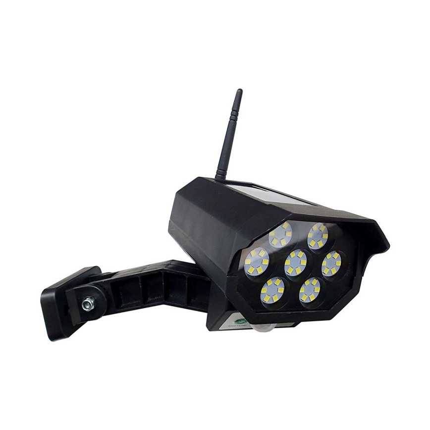 LED Solar-Überwachungskamera-Attrappe mit Sensor LED/3,7V 1200 mAh IP44 schwarz + Fernbedienung