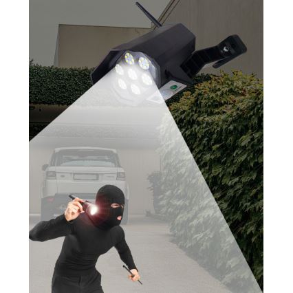 LED Solar-Überwachungskamera-Attrappe mit Sensor LED/3,7V 1200 mAh IP44 schwarz + Fernbedienung