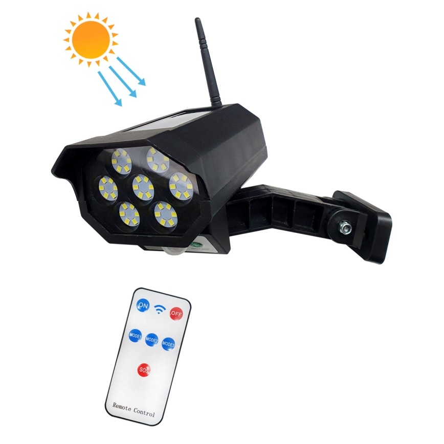 LED Solar-Überwachungskamera-Attrappe mit Sensor LED/3,7V 1200 mAh IP44 schwarz + Fernbedienung