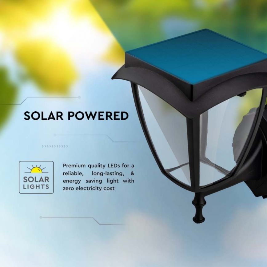 LED-Solar-Wandleuchte LED/2W/3,7V 3000/6000K IP65 2200 mAh schwarz