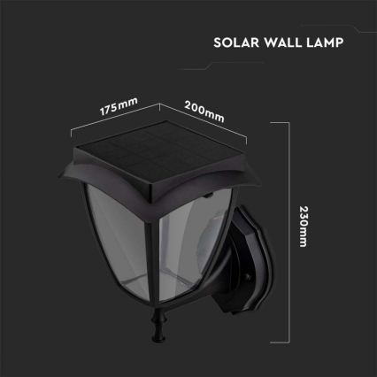 LED-Solar-Wandleuchte LED/2W/3,7V 3000/6000K IP65 2200 mAh schwarz