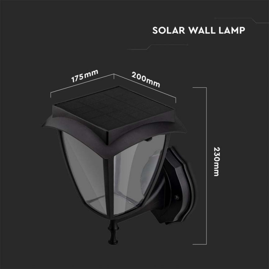LED-Solar-Wandleuchte LED/2W/3,7V 3000/6000K IP65 2200 mAh schwarz