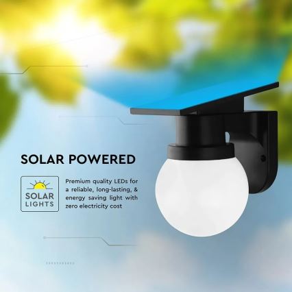 LED-Solar-Wandleuchte LED/3,7V 3000/4000/6400K IP54 1800 mAh schwarz + Fernbedienung