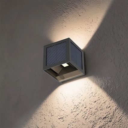 LED-Solar-Wandleuchte mit Sensor, 9 W, 3,7 V, 3000/4000/6000 K, IP65, 2600 mAh, schwarz