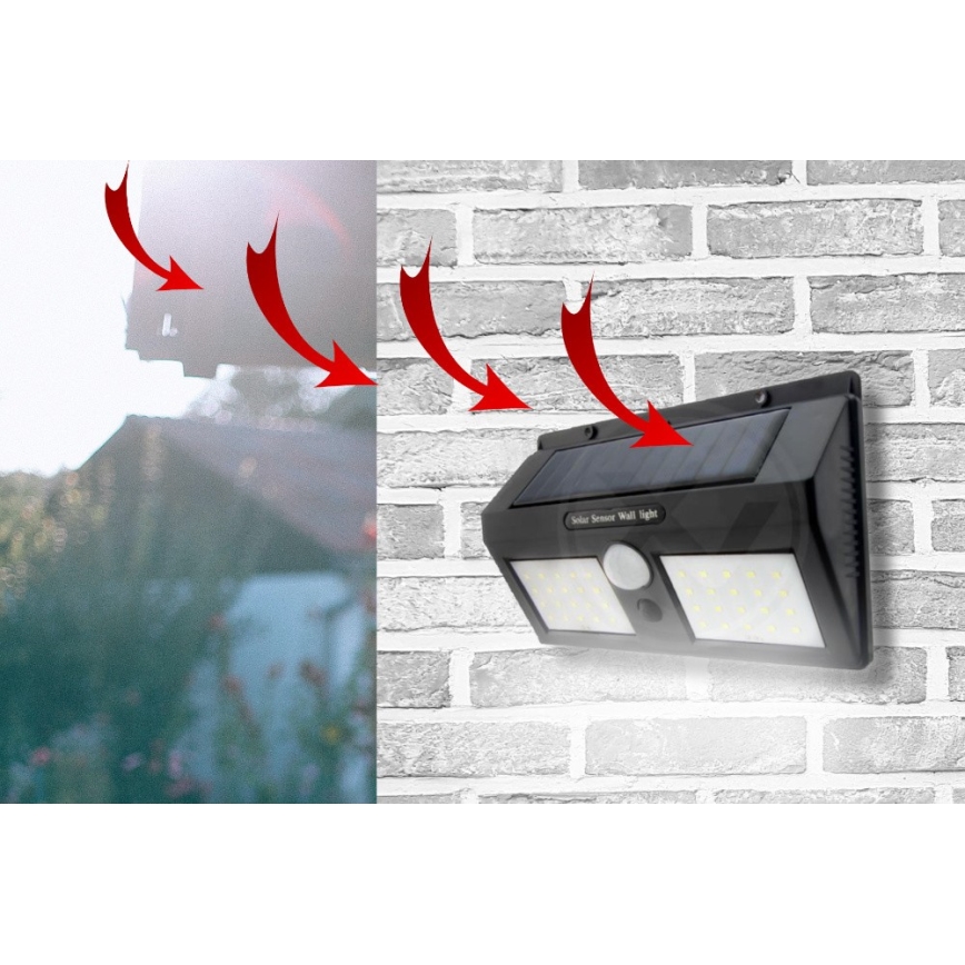 LED-Solar-Wandleuchte mit Sensor LED/1,2W/3,7V 1200 mAh IP44