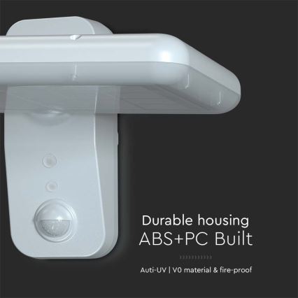 LED Solar-Wandleuchte mit Sensor LED/15W/3,2V 4000K/6000K IP65 6000 mAh Weiß