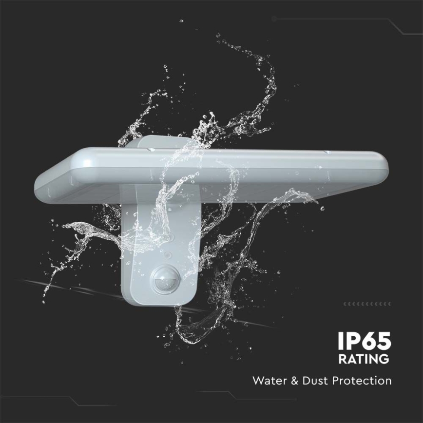 LED Solar-Wandleuchte mit Sensor LED/15W/3,2V 4000K/6000K IP65 6000 mAh Weiß