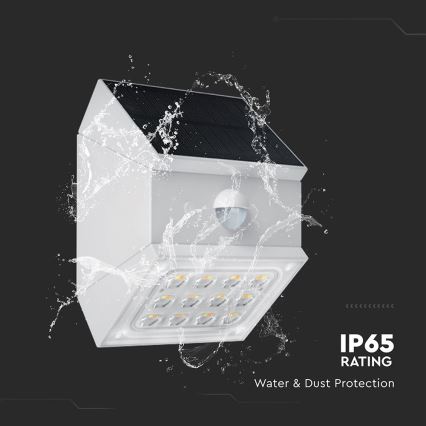 LED-Solar-Wandleuchte mit Sensor LED/2,5W/3,7V 3000/4000/6000K IP65 1200 mAh weiß