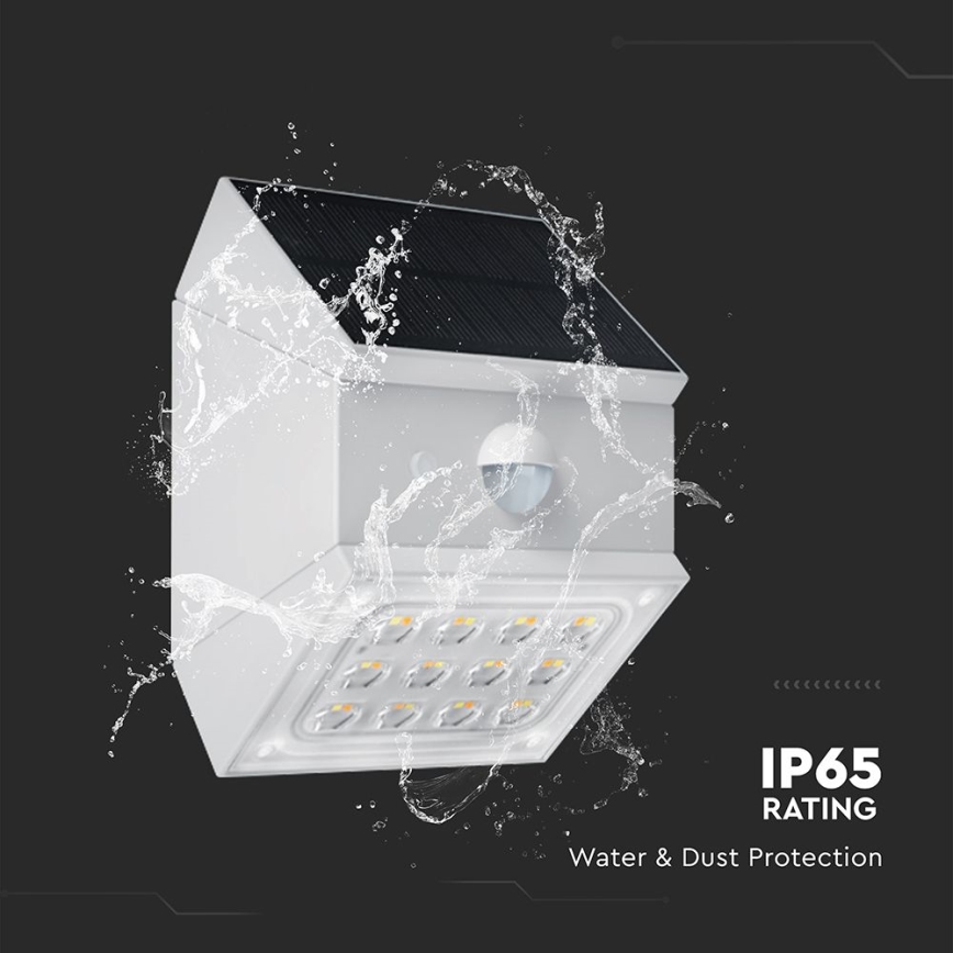 LED-Solar-Wandleuchte mit Sensor LED/2,5W/3,7V 3000/4000/6000K IP65 1200 mAh weiß