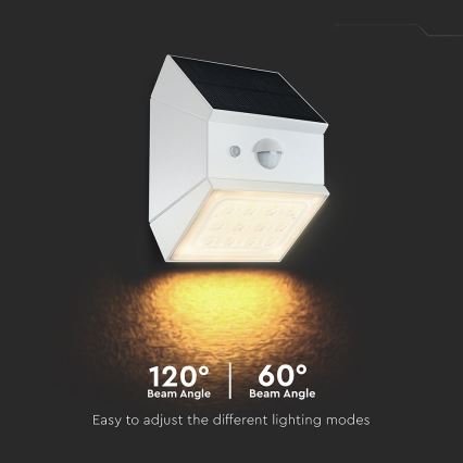 LED-Solar-Wandleuchte mit Sensor LED/2,5W/3,7V 3000/4000/6000K IP65 1200 mAh weiß