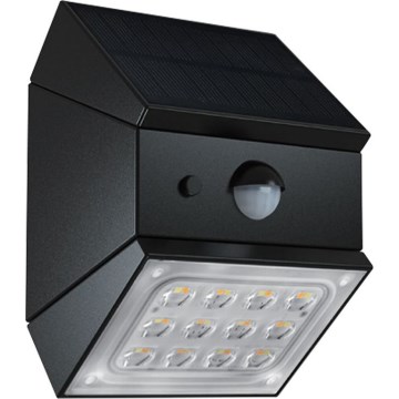 LED-Solar-Wandleuchte mit Sensor LED/2,5W/3,7V 3000/4000/6000K IP65 1200 mAh schwarz