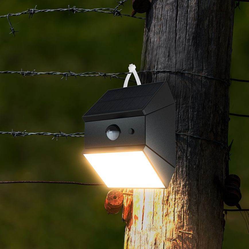 LED-Solar-Wandleuchte mit Sensor LED/2,5W/3,7V 3000/4000/6000K IP65 1200 mAh schwarz