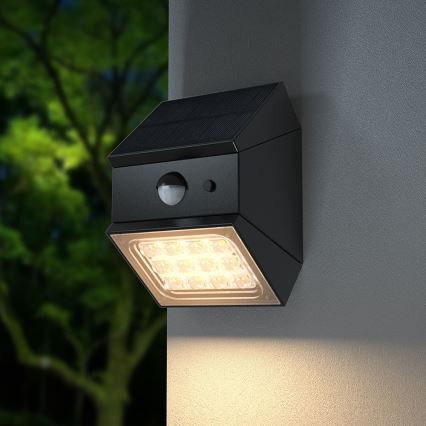 LED-Solar-Wandleuchte mit Sensor LED/2,5W/3,7V 3000/4000/6000K IP65 1200 mAh schwarz