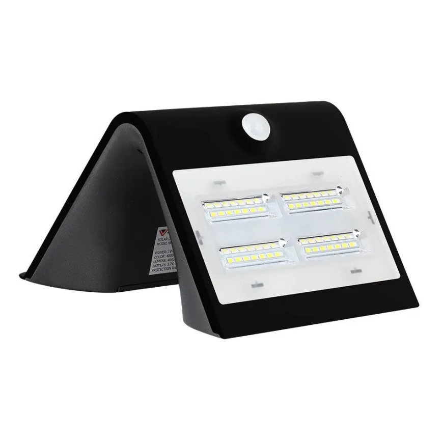 LED Solar Wandleuchte mit Sensor LED/3W/3,7V 3000/4000K IP65 schwarz