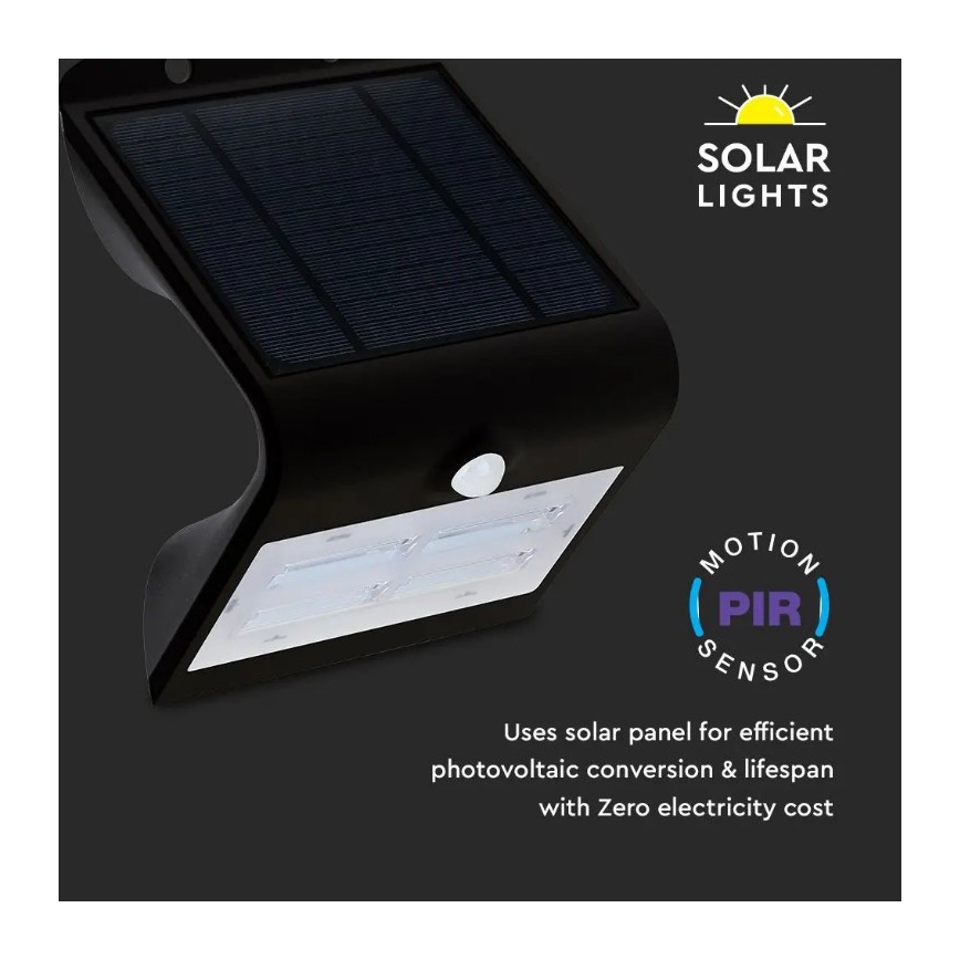 LED Solar Wandleuchte mit Sensor LED/3W/3,7V 3000/4000K IP65 schwarz