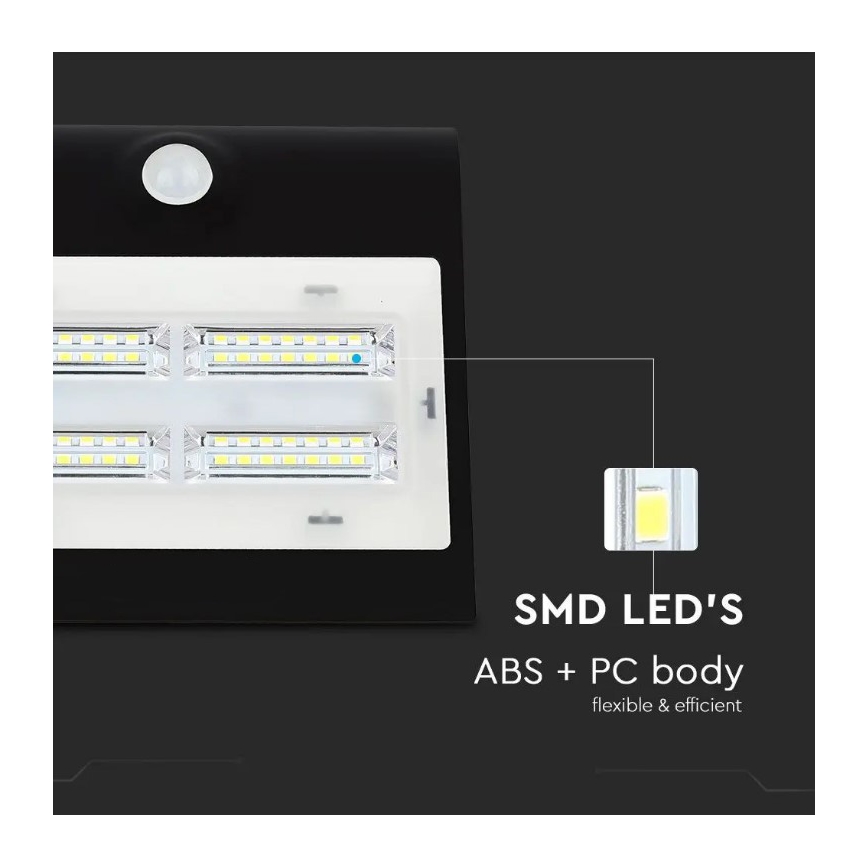 LED Solar Wandleuchte mit Sensor LED/3W/3,7V 3000/4000K IP65 schwarz