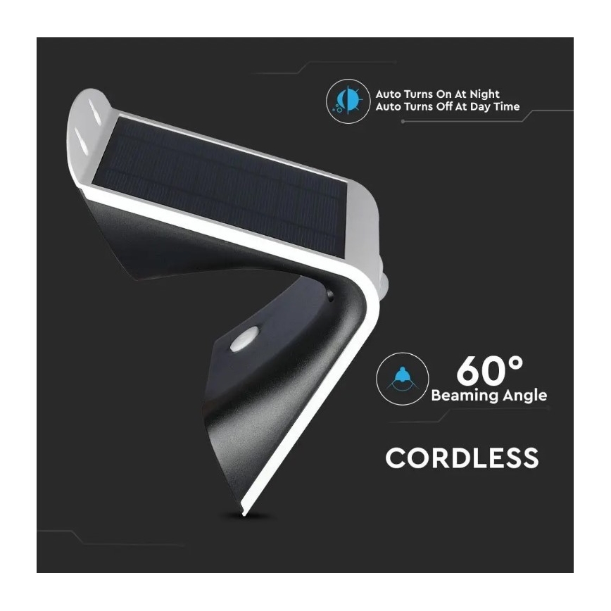 LED Solar-Wandleuchte mit Sensor LED/3W/3,7V 3000/4000K IP65 weiß