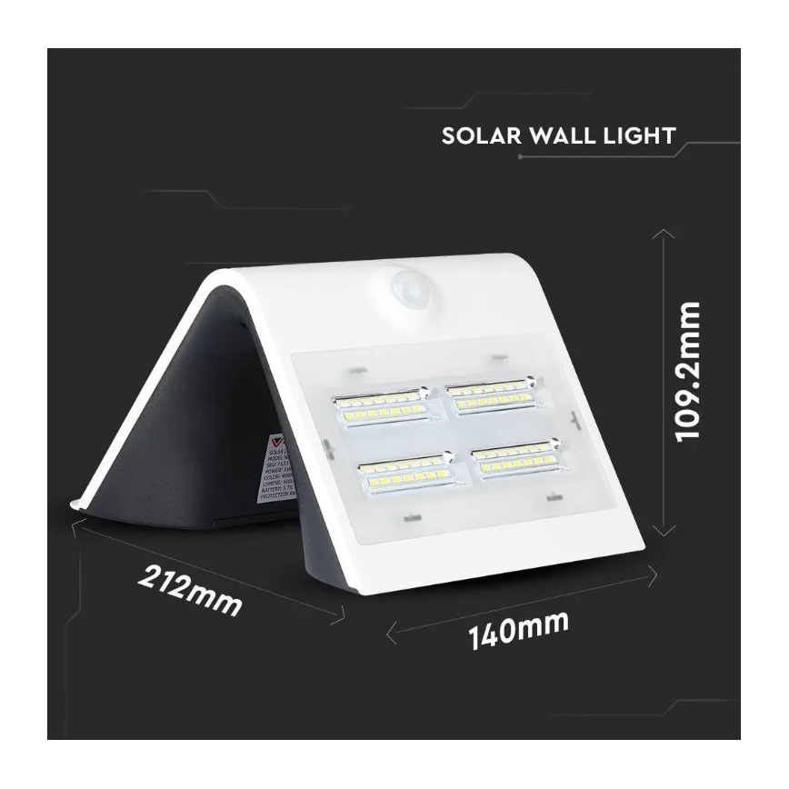 LED Solar-Wandleuchte mit Sensor LED/3W/3,7V 3000/4000K IP65 weiß