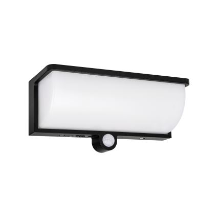LED-Solar-Wandleuchte mit Bewegungs- und Dämmerungssensor LED/3W/3,7V IP54 1500 mAh schwarz